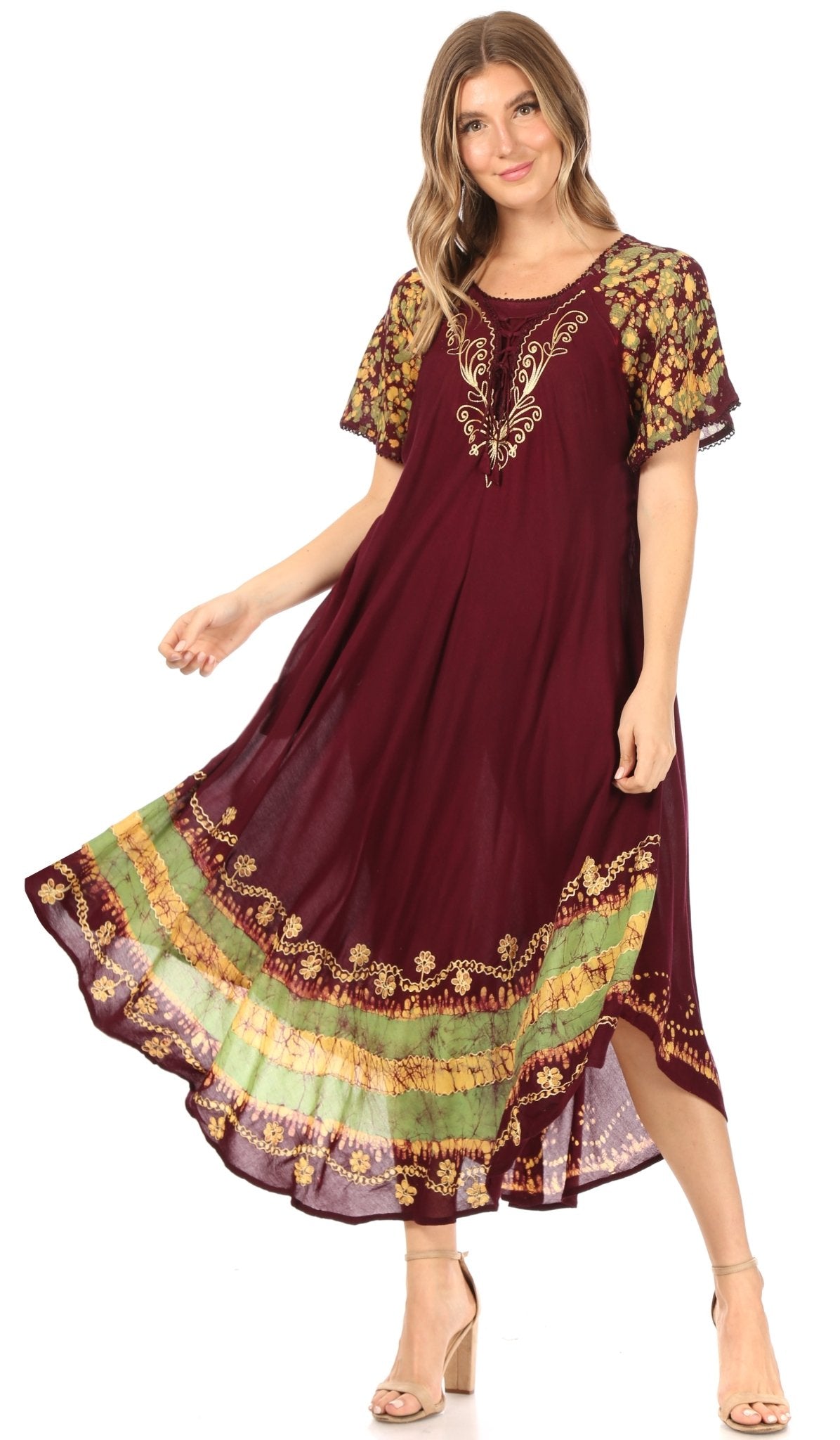 Sakkas Sara Batik CaftanTank Dress / Cover Up dresses La Vie Bien Sakkas Sara Batik CaftanTank Dress / Cover Up