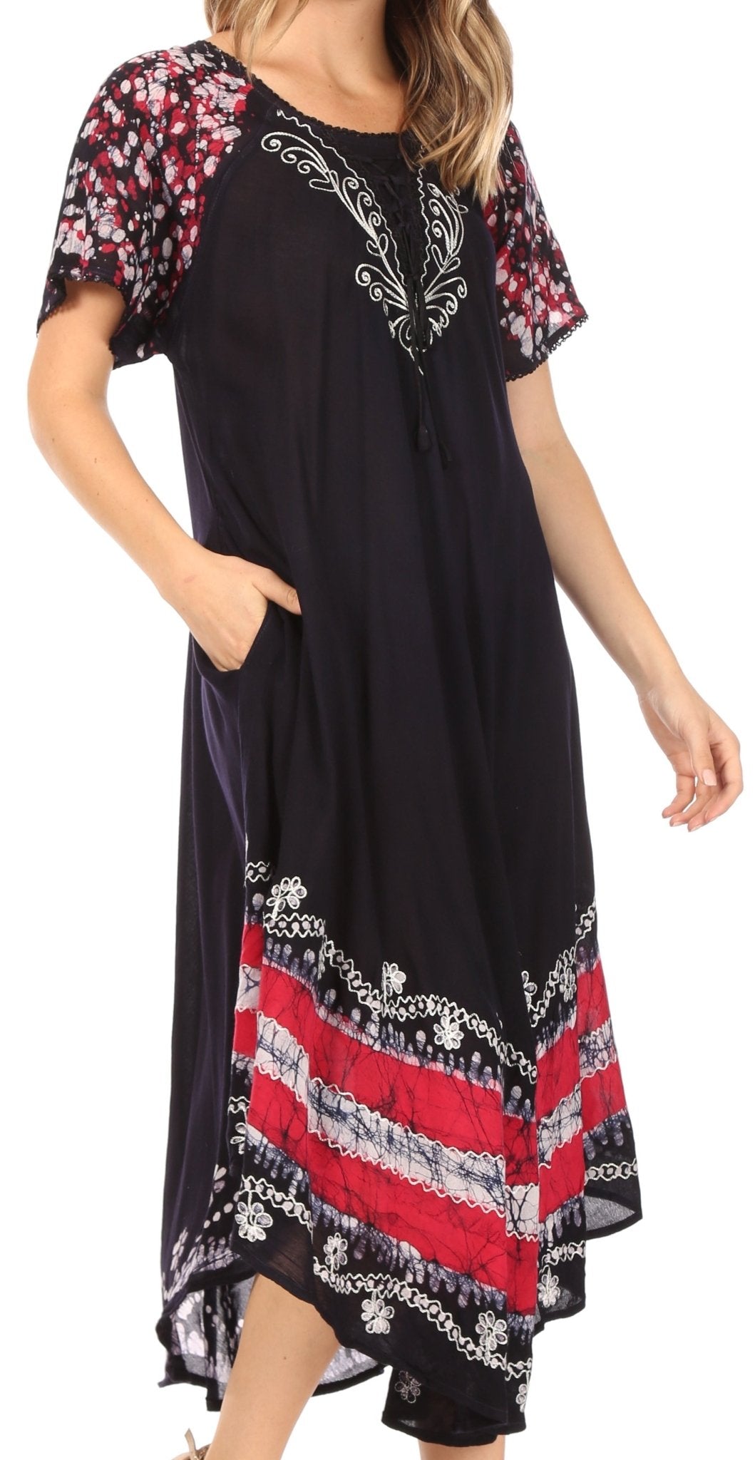 Sakkas Sara Batik CaftanTank Dress / Cover Up dresses La Vie Bien Sakkas Sara Batik CaftanTank Dress / Cover Up
