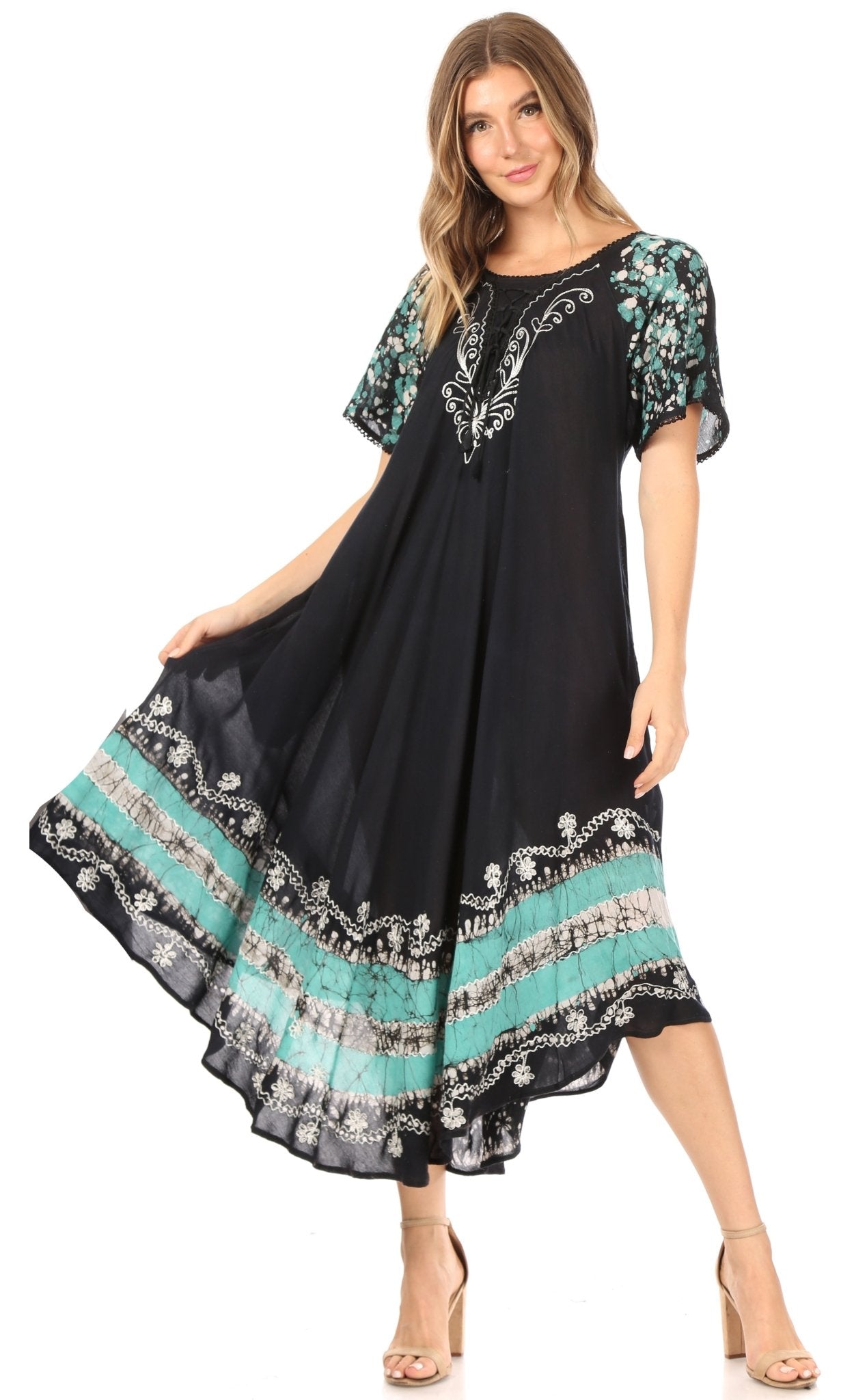 Sakkas Sara Batik CaftanTank Dress / Cover Up dresses La Vie Bien Sakkas Sara Batik CaftanTank Dress / Cover Up