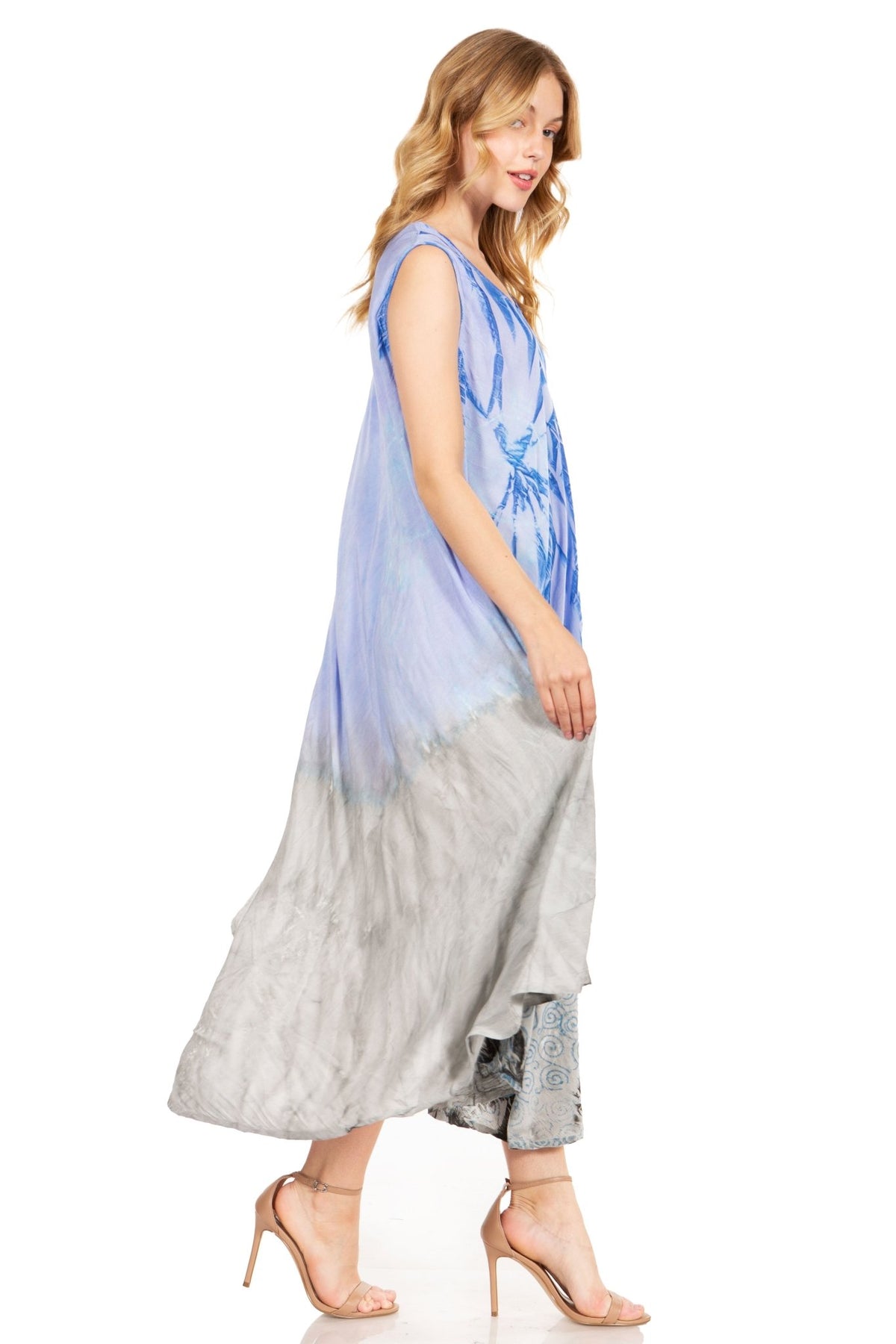 Sakkas Starlight Fourth Women's Tie Dye Caftan Tank Dress/Cover Up Beach Kaftan dresses La Vie Bien Sakkas Starlight Fourth Women's Tie Dye Caftan Tank Dress/Cover Up Beach Kaftan