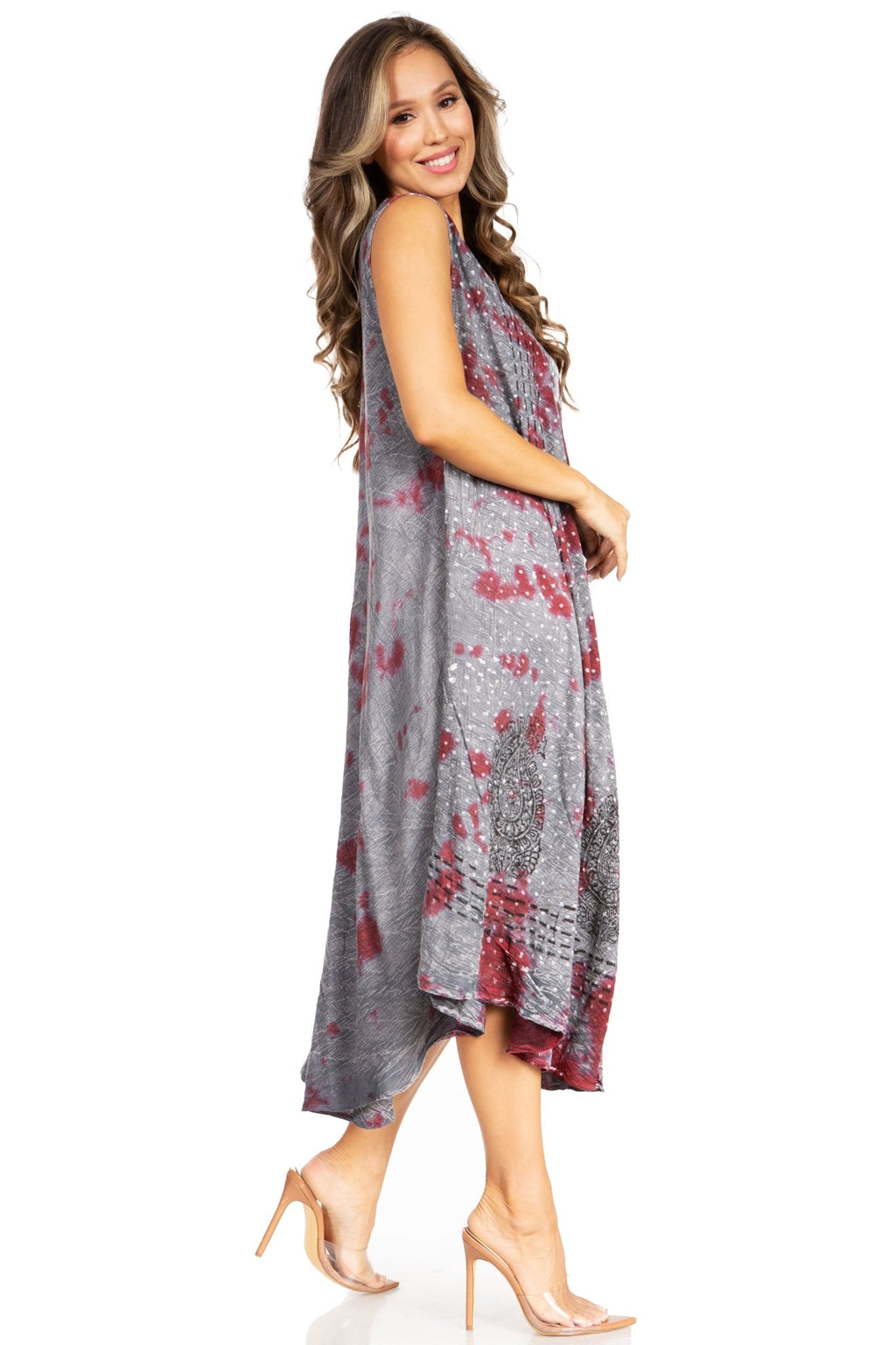 Sakkas Starlight Fourth Women's Tie Dye Caftan Tank Dress/Cover Up Beach Kaftan dresses La Vie Bien Sakkas Starlight Fourth Women's Tie Dye Caftan Tank Dress/Cover Up Beach Kaftan