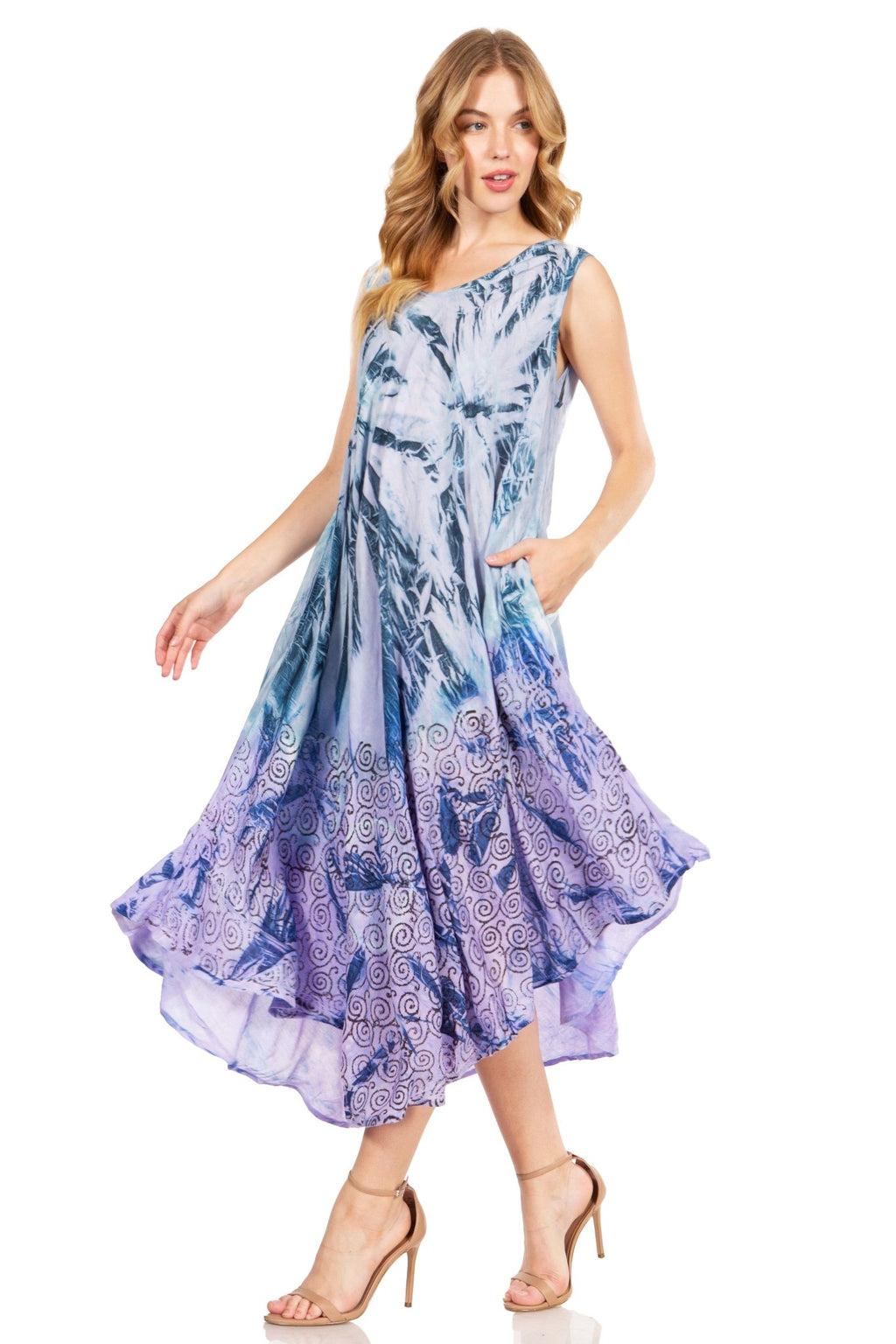 Sakkas Starlight Fourth Women's Tie Dye Caftan Tank Dress/Cover Up Beach Kaftan dresses La Vie Bien Sakkas Starlight Fourth Women's Tie Dye Caftan Tank Dress/Cover Up Beach Kaftan
