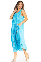 Sakkas Starlight Fourth Women's Tie Dye Caftan Tank Dress/Cover Up Beach Kaftan dresses La Vie Bien Sakkas Starlight Fourth Women's Tie Dye Caftan Tank Dress/Cover Up Beach Kaftan