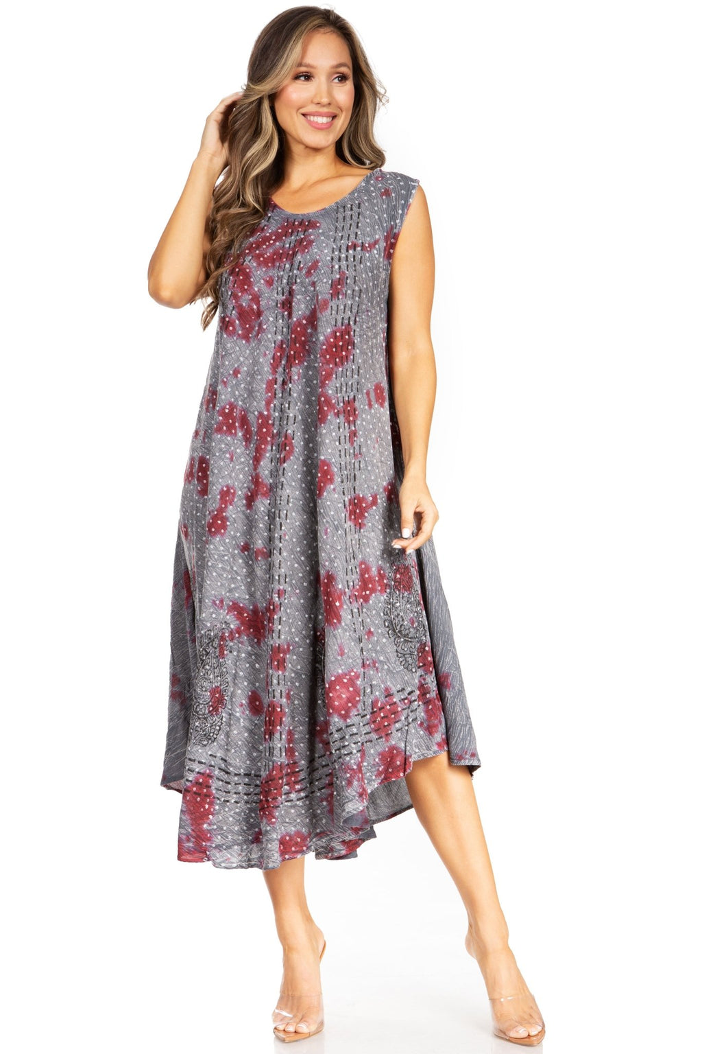 Sakkas Starlight Fourth Women's Tie Dye Caftan Tank Dress/Cover Up Beach Kaftan dresses La Vie Bien Sakkas Starlight Fourth Women's Tie Dye Caftan Tank Dress/Cover Up Beach Kaftan