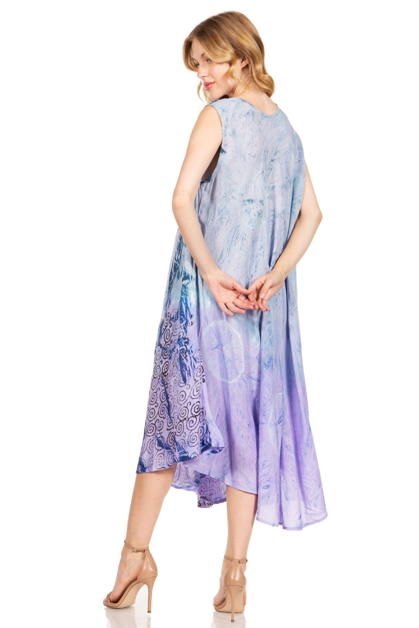 Sakkas Starlight Fourth Women's Tie Dye Caftan Tank Dress/Cover Up Beach Kaftan dresses La Vie Bien Sakkas Starlight Fourth Women's Tie Dye Caftan Tank Dress/Cover Up Beach Kaftan