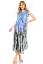 Sakkas Starlight Fourth Women's Tie Dye Caftan Tank Dress/Cover Up Beach Kaftan dresses La Vie Bien Sakkas Starlight Fourth Women's Tie Dye Caftan Tank Dress/Cover Up Beach Kaftan