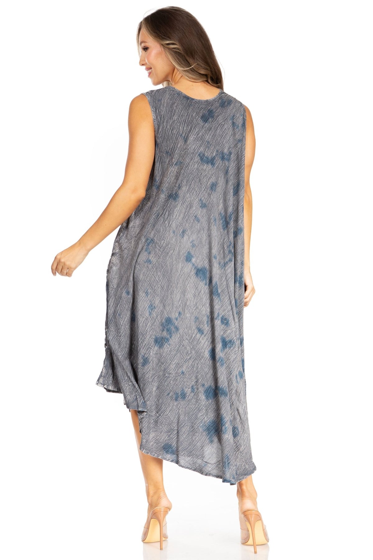 Sakkas Starlight Fourth Women's Tie Dye Caftan Tank Dress/Cover Up Beach Kaftan dresses La Vie Bien Sakkas Starlight Fourth Women's Tie Dye Caftan Tank Dress/Cover Up Beach Kaftan