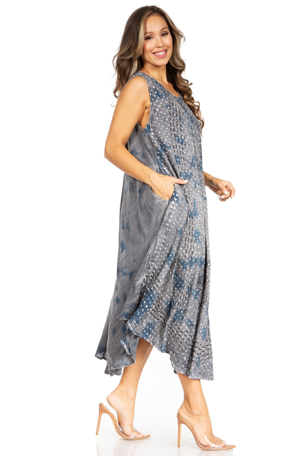 Sakkas Starlight Fourth Women's Tie Dye Caftan Tank Dress/Cover Up Beach Kaftan dresses La Vie Bien Sakkas Starlight Fourth Women's Tie Dye Caftan Tank Dress/Cover Up Beach Kaftan