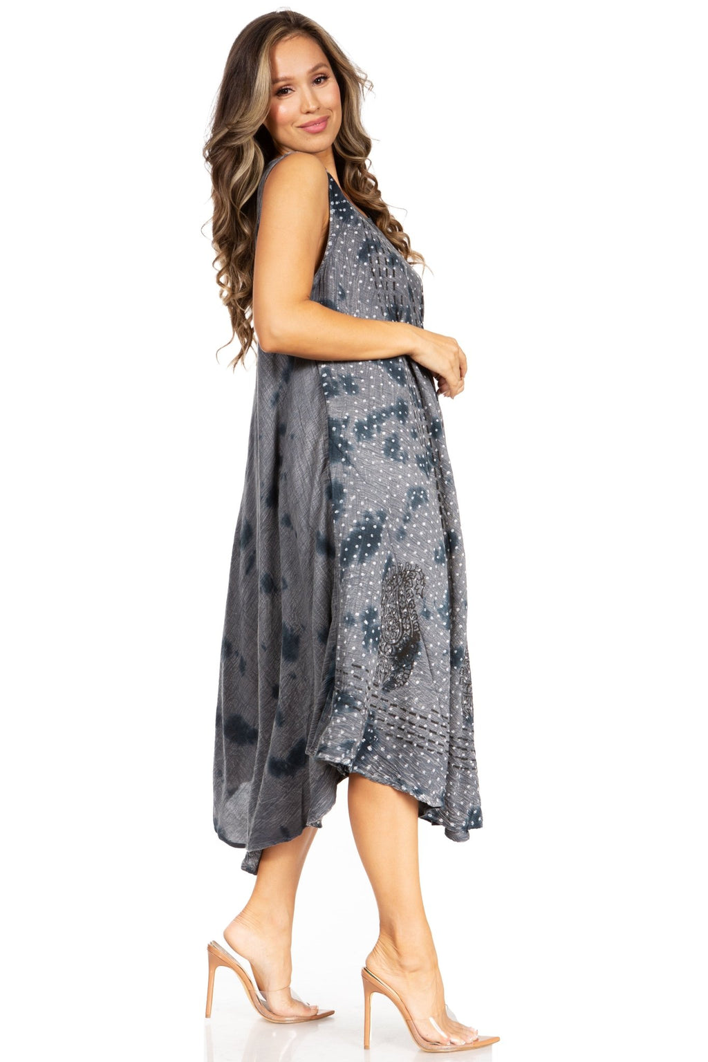 Sakkas Starlight Fourth Women's Tie Dye Caftan Tank Dress/Cover Up Beach Kaftan dresses La Vie Bien Sakkas Starlight Fourth Women's Tie Dye Caftan Tank Dress/Cover Up Beach Kaftan