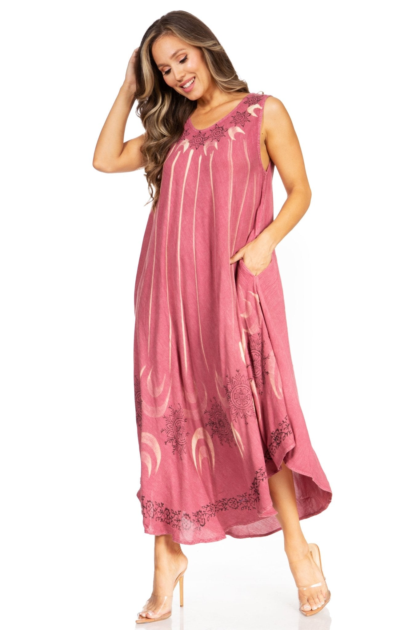 Sakkas Starlight Fourth Women's Tie Dye Caftan Tank Dress/Cover Up Beach Kaftan dresses La Vie Bien Sakkas Starlight Fourth Women's Tie Dye Caftan Tank Dress/Cover Up Beach Kaftan