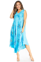 Sakkas Starlight Fourth Women's Tie Dye Caftan Tank Dress/Cover Up Beach Kaftan dresses La Vie Bien Sakkas Starlight Fourth Women's Tie Dye Caftan Tank Dress/Cover Up Beach Kaftan