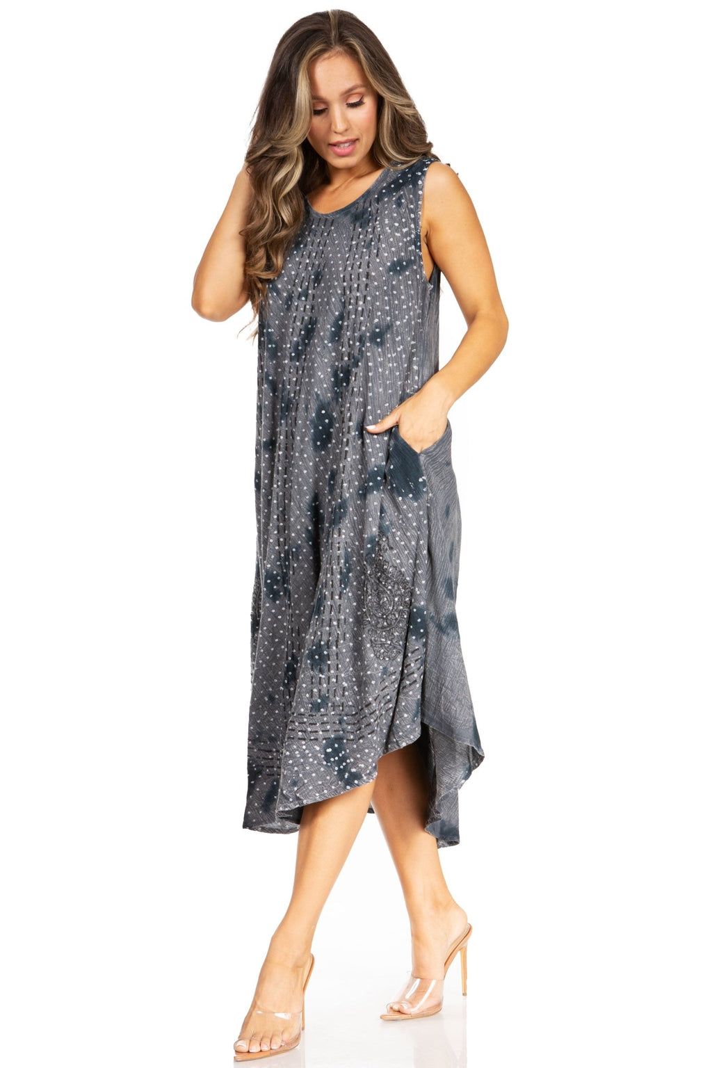 Sakkas Starlight Fourth Women's Tie Dye Caftan Tank Dress/Cover Up Beach Kaftan dresses La Vie Bien Sakkas Starlight Fourth Women's Tie Dye Caftan Tank Dress/Cover Up Beach Kaftan