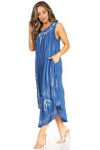 Sakkas Starlight Fourth Women's Tie Dye Caftan Tank Dress/Cover Up Beach Kaftan dresses La Vie Bien Sakkas Starlight Fourth Women's Tie Dye Caftan Tank Dress/Cover Up Beach Kaftan