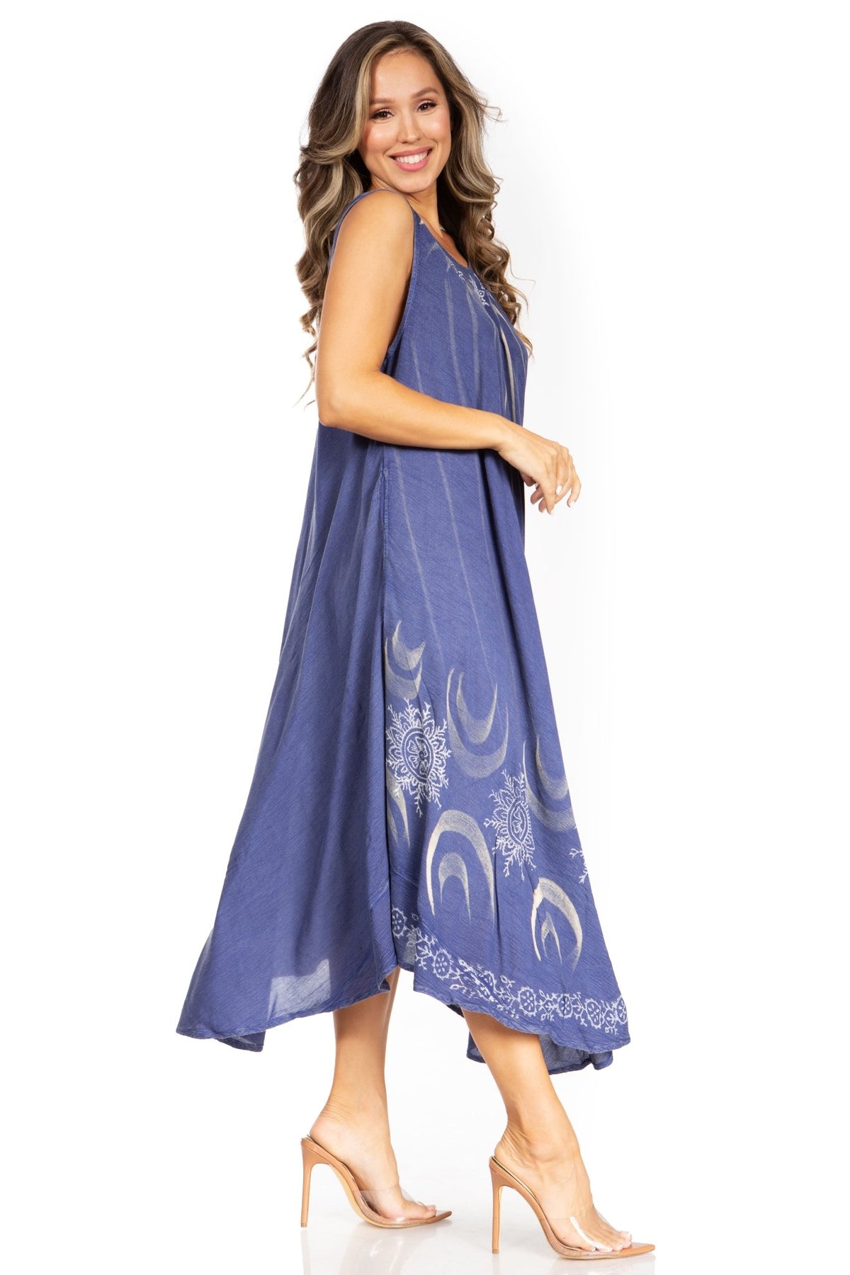 Sakkas Starlight Fourth Women's Tie Dye Caftan Tank Dress/Cover Up Beach Kaftan dresses La Vie Bien Sakkas Starlight Fourth Women's Tie Dye Caftan Tank Dress/Cover Up Beach Kaftan