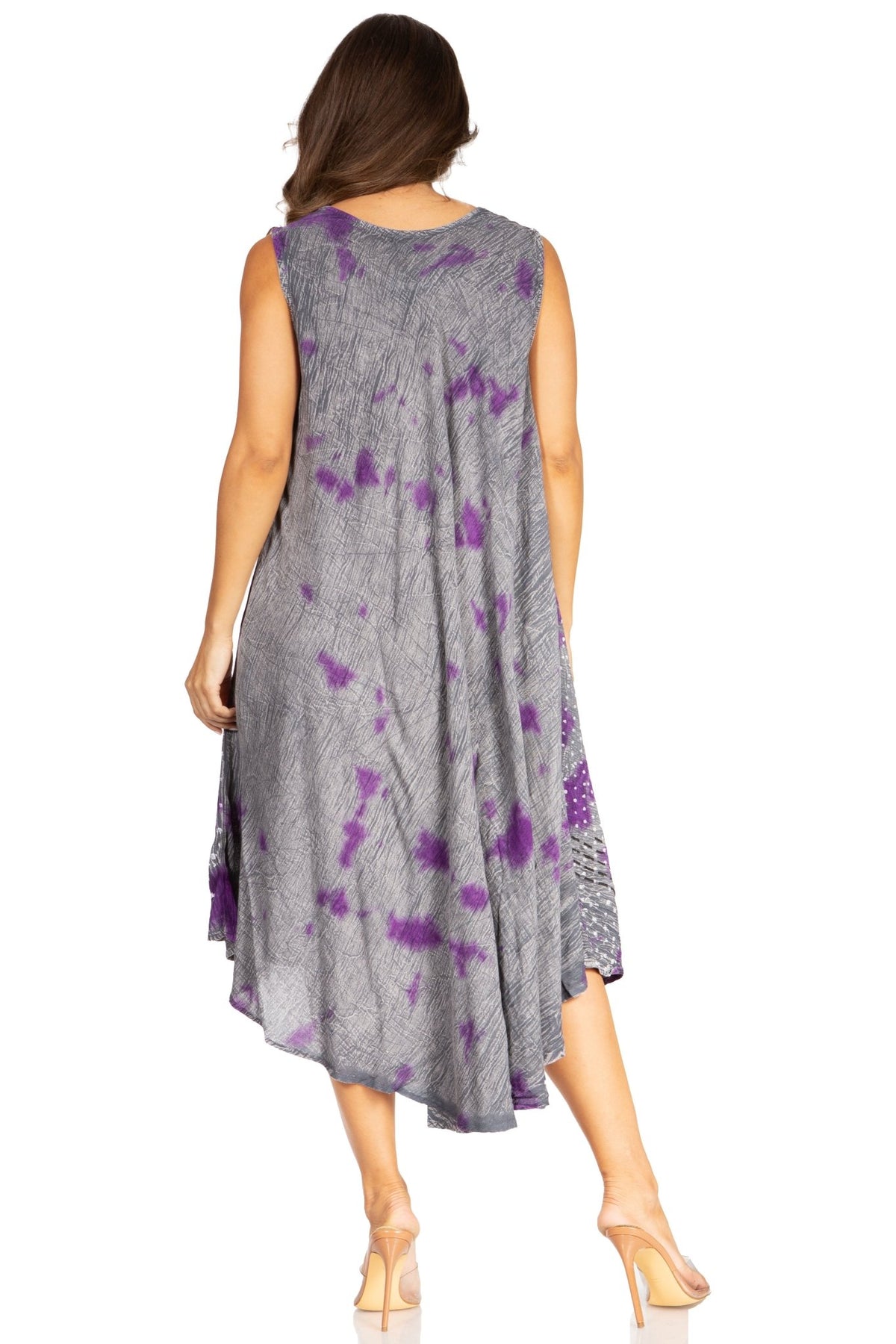 Sakkas Starlight Fourth Women's Tie Dye Caftan Tank Dress/Cover Up Beach Kaftan dresses La Vie Bien Sakkas Starlight Fourth Women's Tie Dye Caftan Tank Dress/Cover Up Beach Kaftan