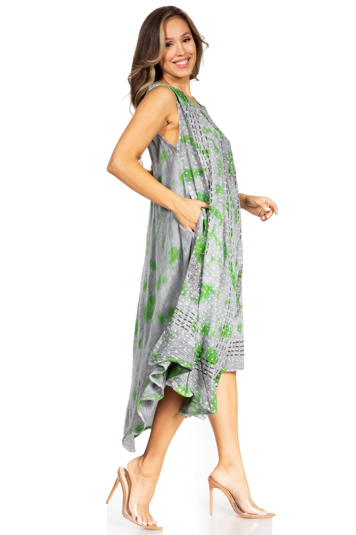 Sakkas Starlight Fourth Women's Tie Dye Caftan Tank Dress/Cover Up Beach Kaftan dresses La Vie Bien Sakkas Starlight Fourth Women's Tie Dye Caftan Tank Dress/Cover Up Beach Kaftan