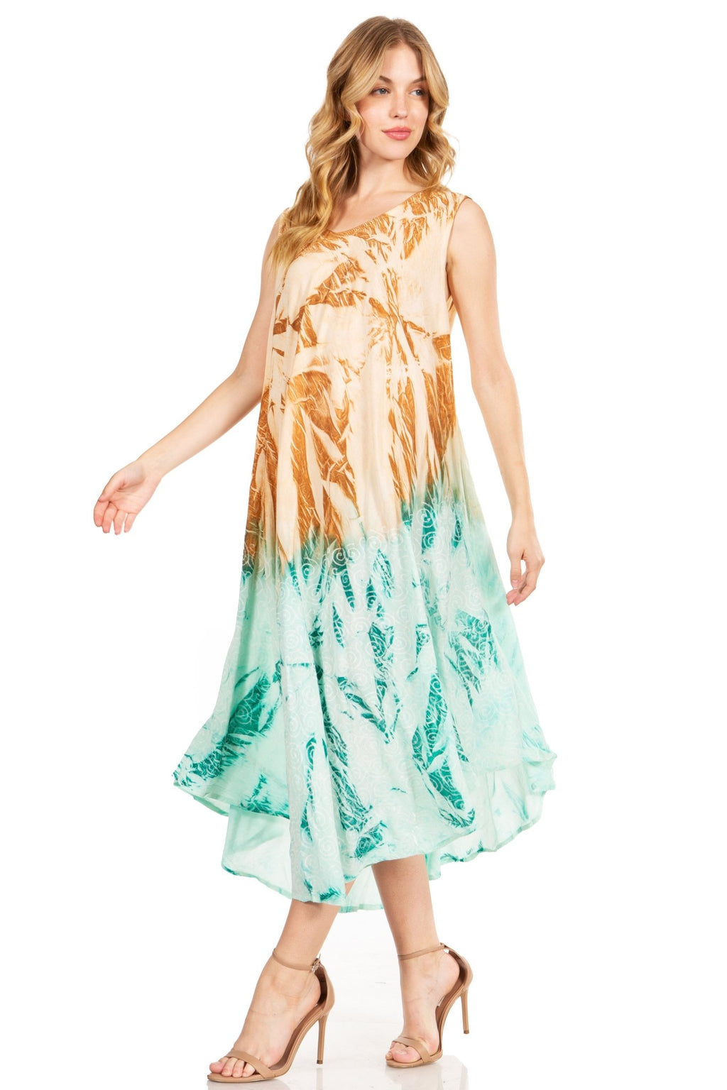Sakkas Starlight Fourth Women's Tie Dye Caftan Tank Dress/Cover Up Beach Kaftan dresses La Vie Bien Sakkas Starlight Fourth Women's Tie Dye Caftan Tank Dress/Cover Up Beach Kaftan