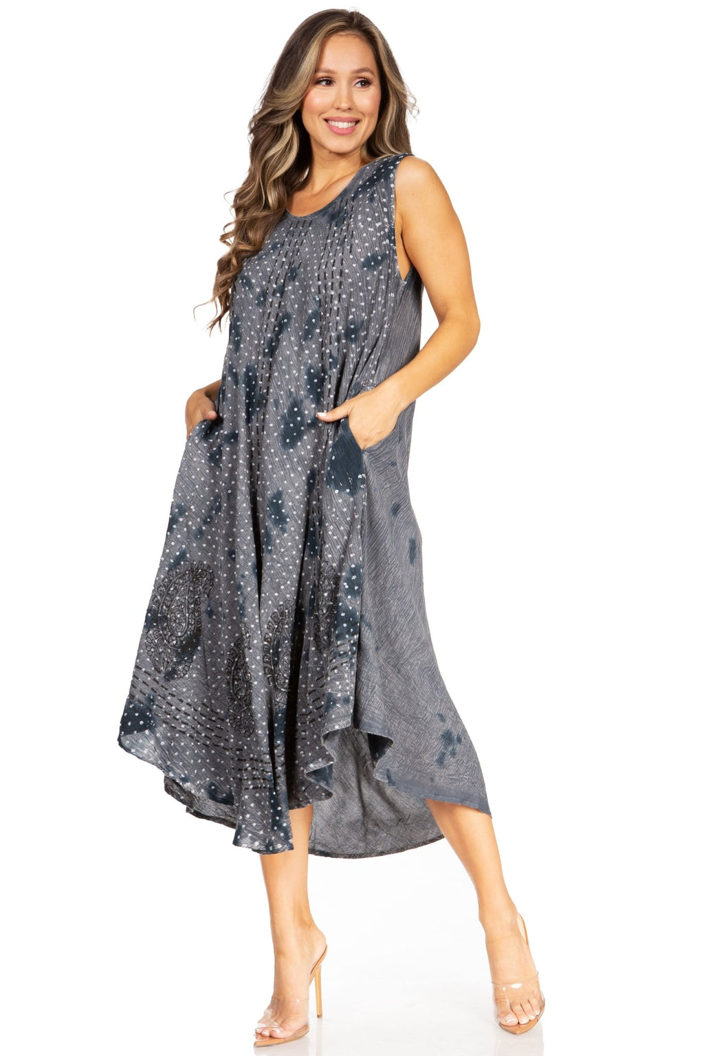 Sakkas Starlight Fourth Women's Tie Dye Caftan Tank Dress/Cover Up Beach Kaftan dresses La Vie Bien Sakkas Starlight Fourth Women's Tie Dye Caftan Tank Dress/Cover Up Beach Kaftan