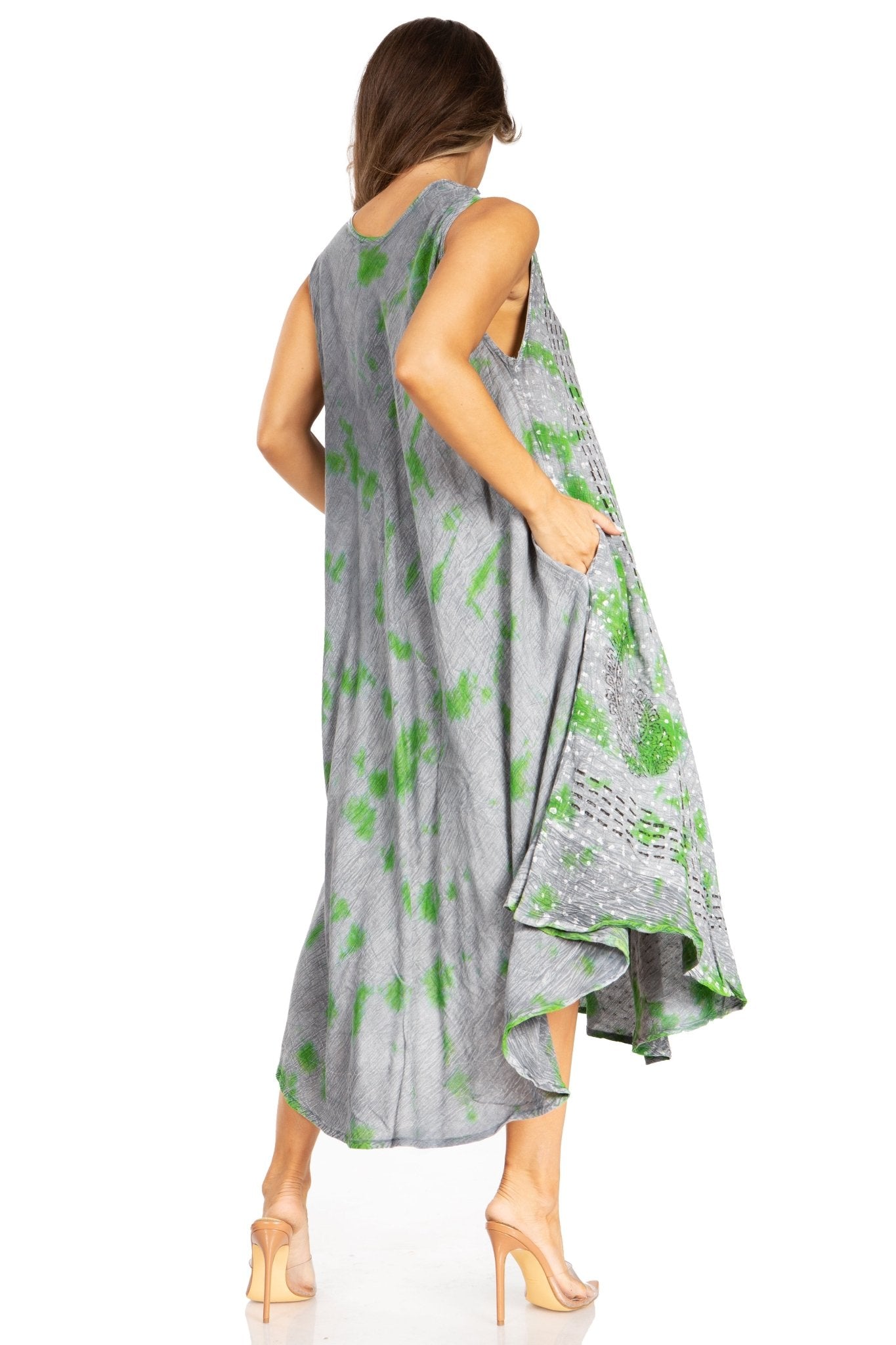 Sakkas Starlight Fourth Women's Tie Dye Caftan Tank Dress/Cover Up Beach Kaftan dresses La Vie Bien Sakkas Starlight Fourth Women's Tie Dye Caftan Tank Dress/Cover Up Beach Kaftan