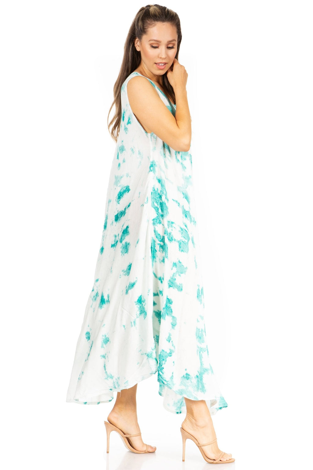 Sakkas Starlight Second Tie Dye Caftan Dress: Women's Beach Cover Up dresses La Vie Bien Sakkas Starlight Second Tie Dye Caftan Dress: Women's Beach Cover Up