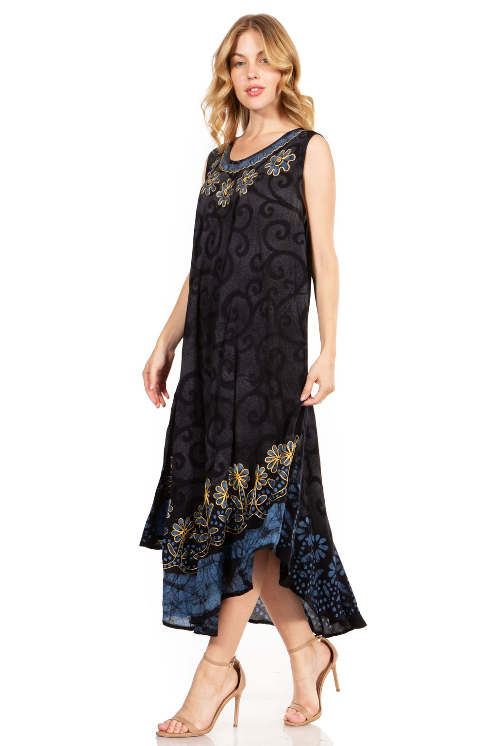 Sakkas Starlight Second Tie Dye Caftan Dress: Women's Beach Cover Up dresses La Vie Bien Sakkas Starlight Second Tie Dye Caftan Dress: Women's Beach Cover Up