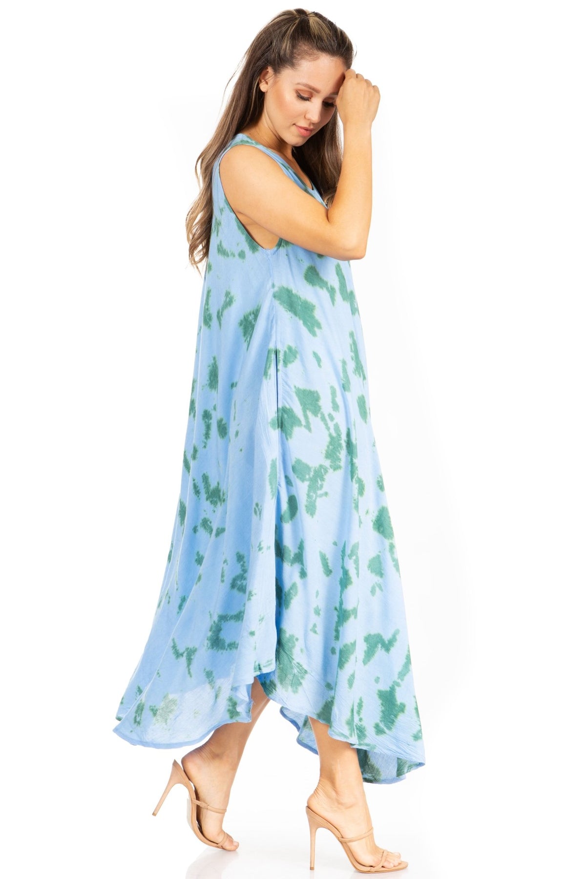 Sakkas Starlight Second Tie Dye Caftan Dress: Women's Beach Cover Up dresses La Vie Bien Sakkas Starlight Second Tie Dye Caftan Dress: Women's Beach Cover Up