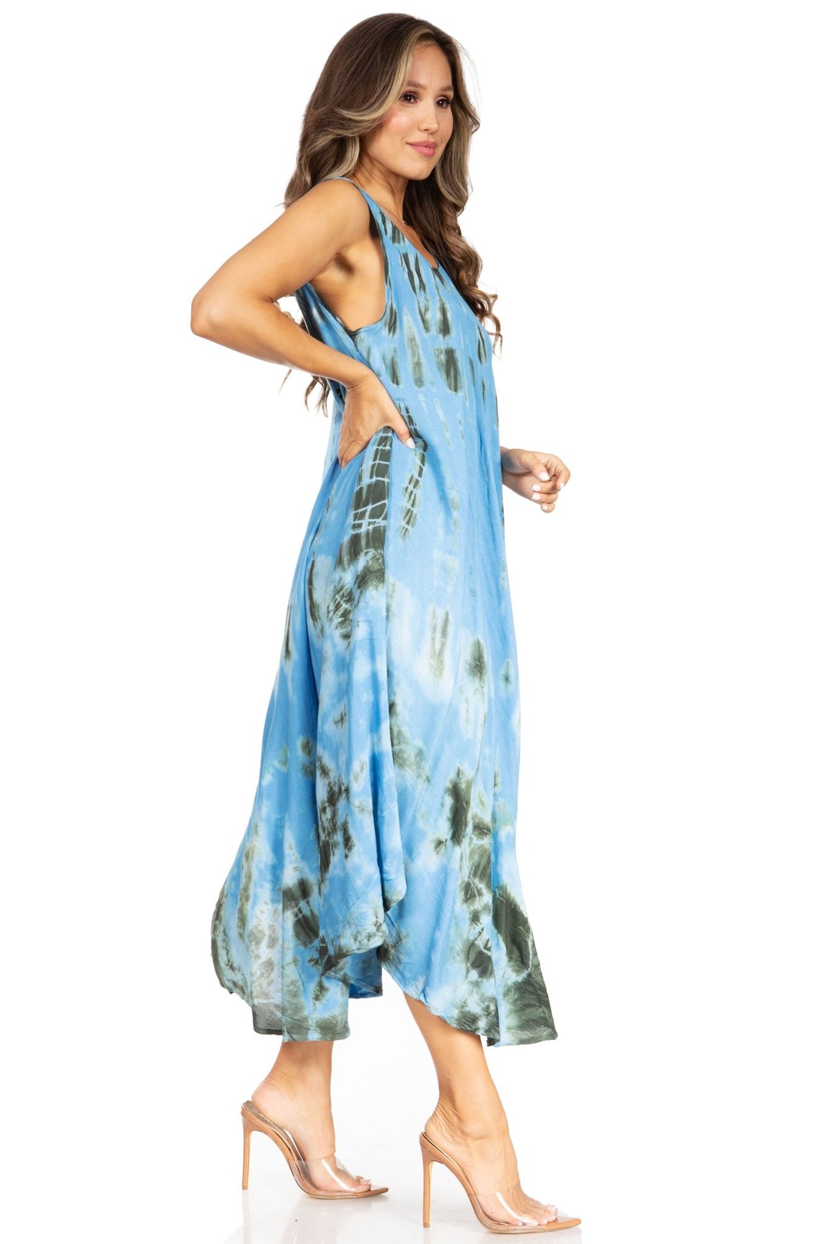 Sakkas Starlight Second Tie Dye Caftan Dress: Women's Beach Cover Up dresses La Vie Bien Sakkas Starlight Second Tie Dye Caftan Dress: Women's Beach Cover Up