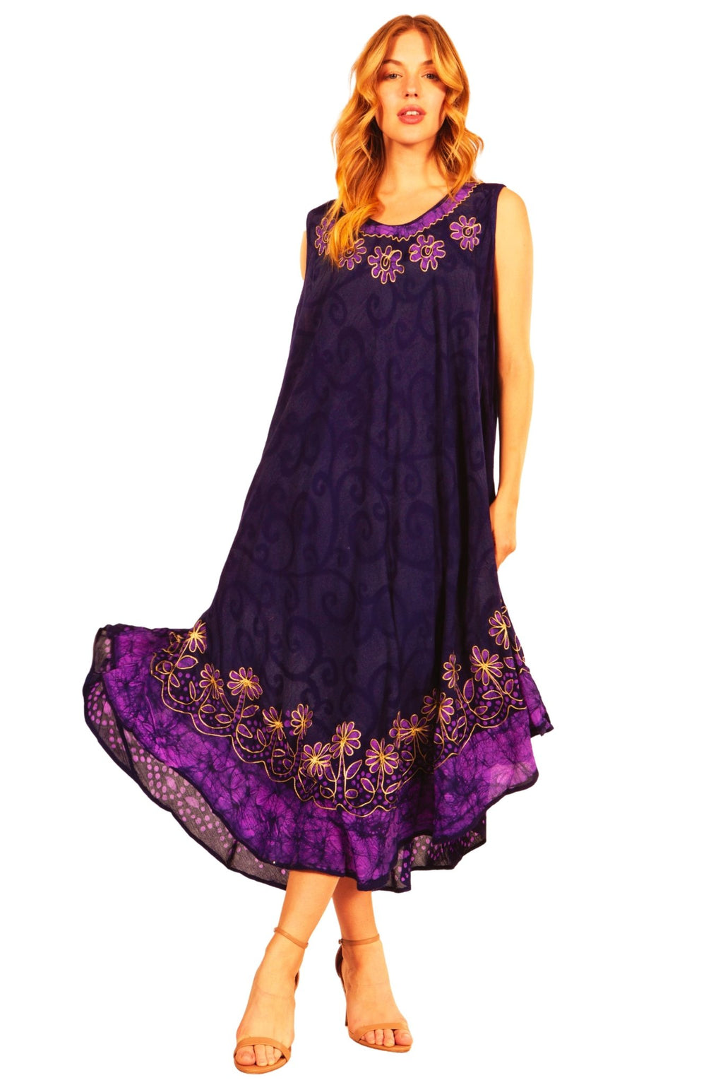 Sakkas Starlight Second Tie Dye Caftan Dress: Women's Beach Cover Up dresses La Vie Bien Sakkas Starlight Second Tie Dye Caftan Dress: Women's Beach Cover Up