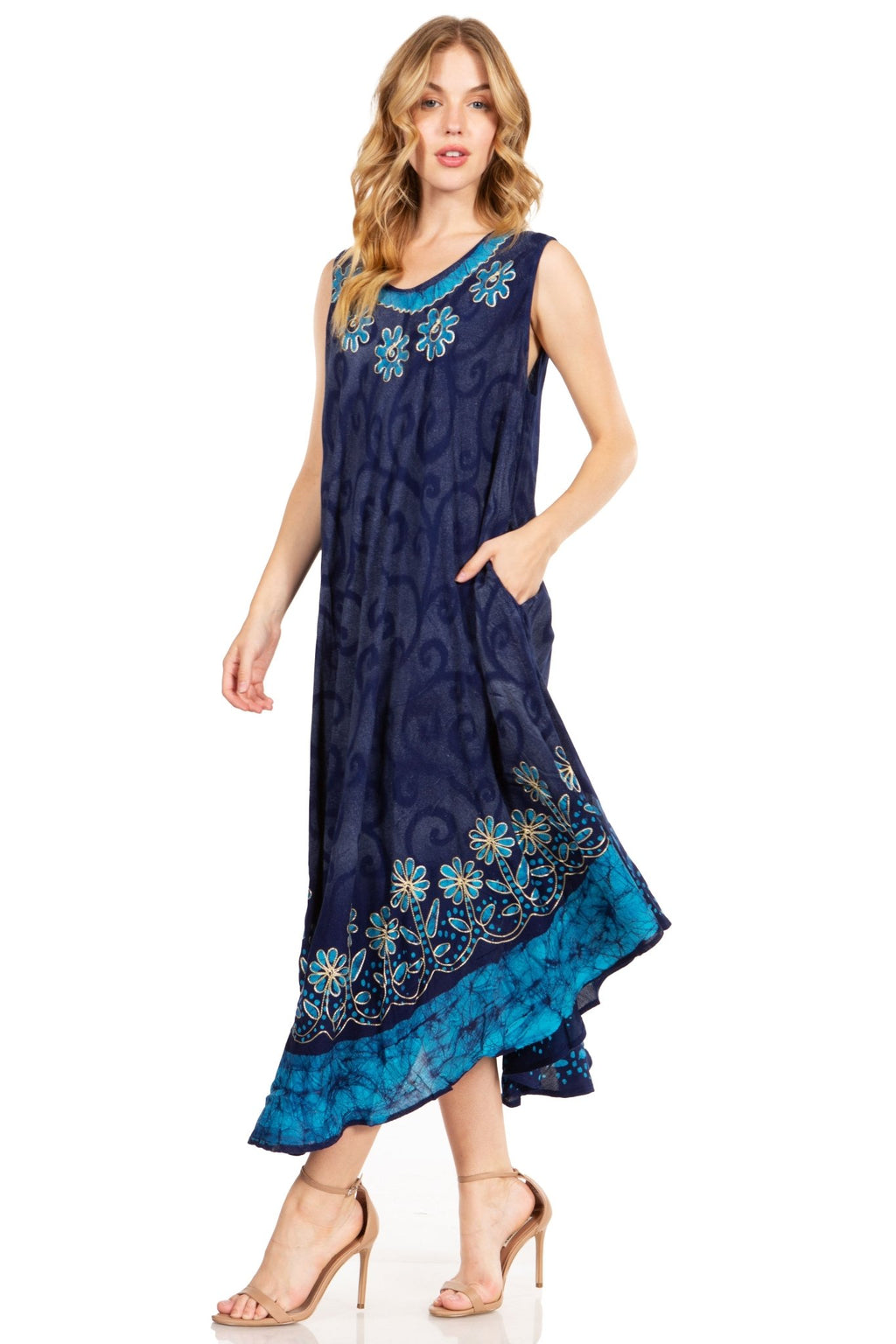 Sakkas Starlight Second Tie Dye Caftan Dress: Women's Beach Cover Up dresses La Vie Bien Sakkas Starlight Second Tie Dye Caftan Dress: Women's Beach Cover Up