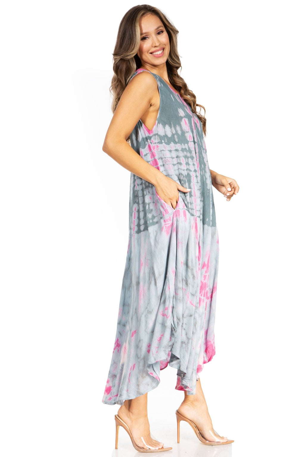Sakkas Starlight Second Tie Dye Caftan Dress: Women's Beach Cover Up dresses La Vie Bien Sakkas Starlight Second Tie Dye Caftan Dress: Women's Beach Cover Up