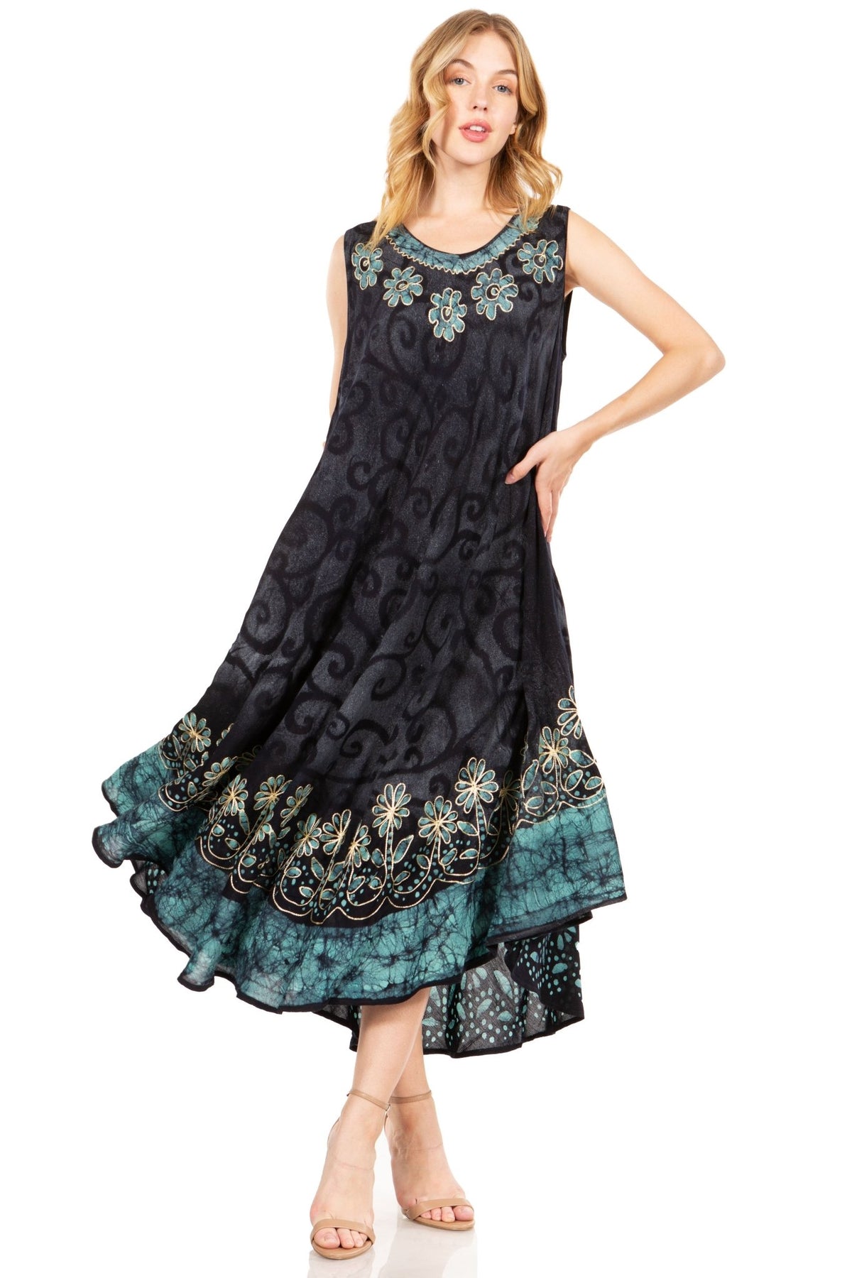 Sakkas Starlight Second Tie Dye Caftan Dress: Women's Beach Cover Up dresses La Vie Bien Sakkas Starlight Second Tie Dye Caftan Dress: Women's Beach Cover Up
