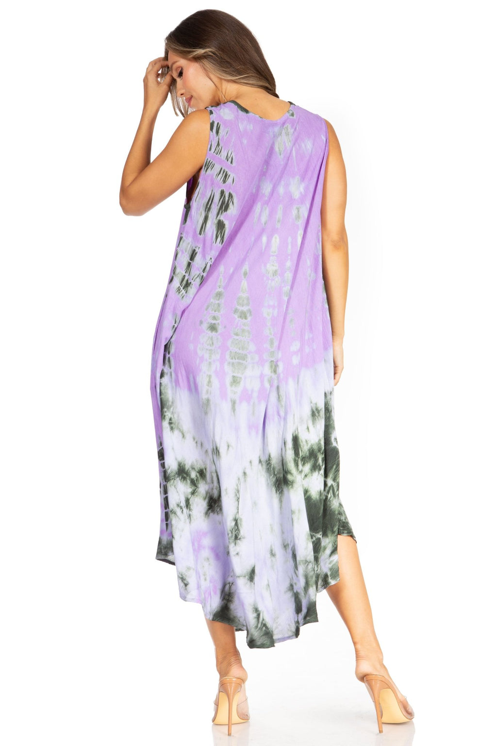 Sakkas Starlight Second Tie Dye Caftan Dress: Women's Beach Cover Up dresses La Vie Bien Sakkas Starlight Second Tie Dye Caftan Dress: Women's Beach Cover Up