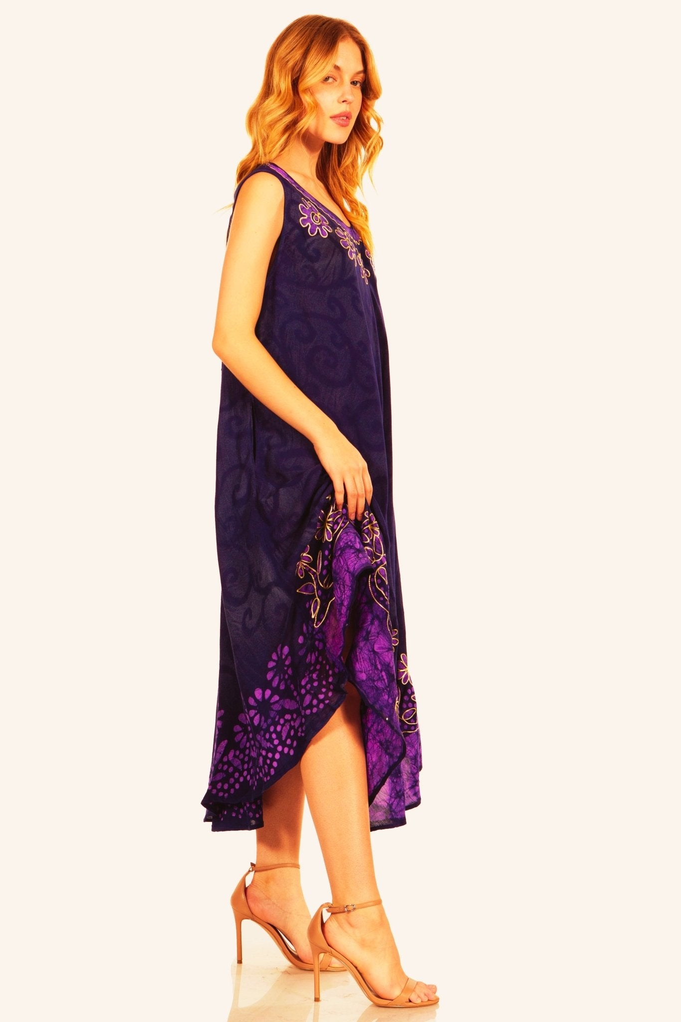Sakkas Starlight Second Tie Dye Caftan Dress: Women's Beach Cover Up dresses La Vie Bien Sakkas Starlight Second Tie Dye Caftan Dress: Women's Beach Cover Up