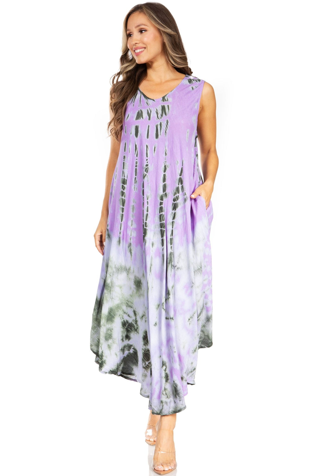 Sakkas Starlight Second Tie Dye Caftan Dress: Women's Beach Cover Up dresses La Vie Bien Sakkas Starlight Second Tie Dye Caftan Dress: Women's Beach Cover Up