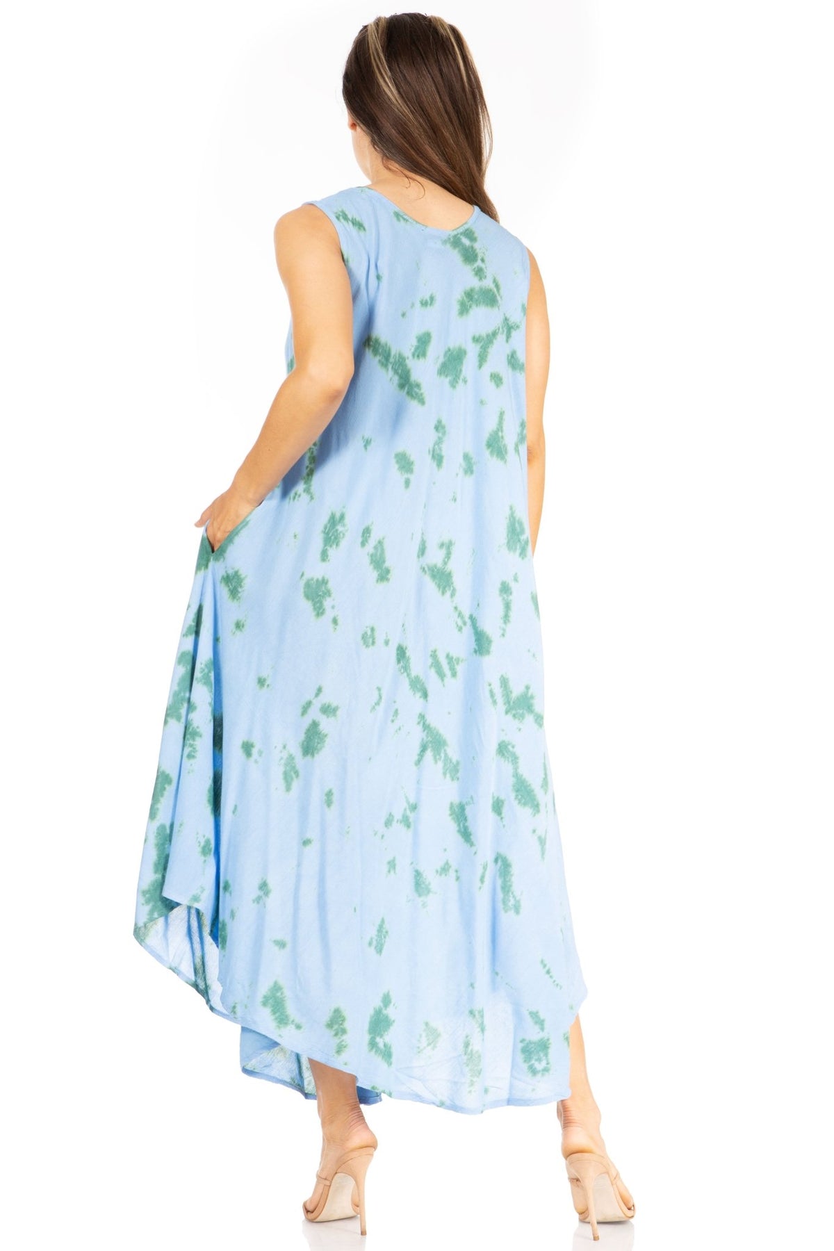 Sakkas Starlight Second Tie Dye Caftan Dress: Women's Beach Cover Up dresses La Vie Bien Sakkas Starlight Second Tie Dye Caftan Dress: Women's Beach Cover Up