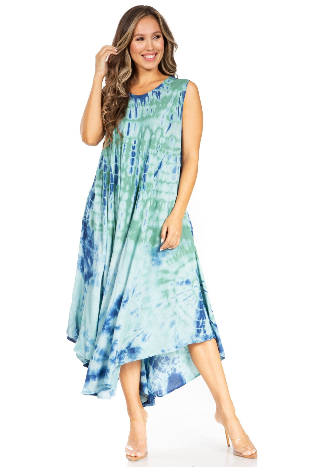 Sakkas Starlight Second Tie Dye Caftan Dress: Women's Beach Cover Up dresses La Vie Bien Sakkas Starlight Second Tie Dye Caftan Dress: Women's Beach Cover Up