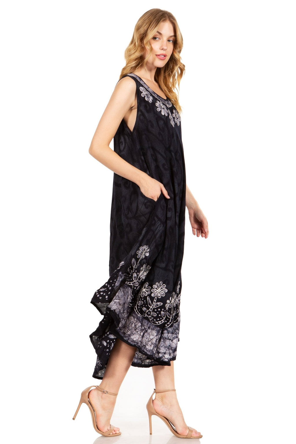 Sakkas Starlight Second Tie Dye Caftan Dress: Women's Beach Cover Up dresses La Vie Bien Sakkas Starlight Second Tie Dye Caftan Dress: Women's Beach Cover Up