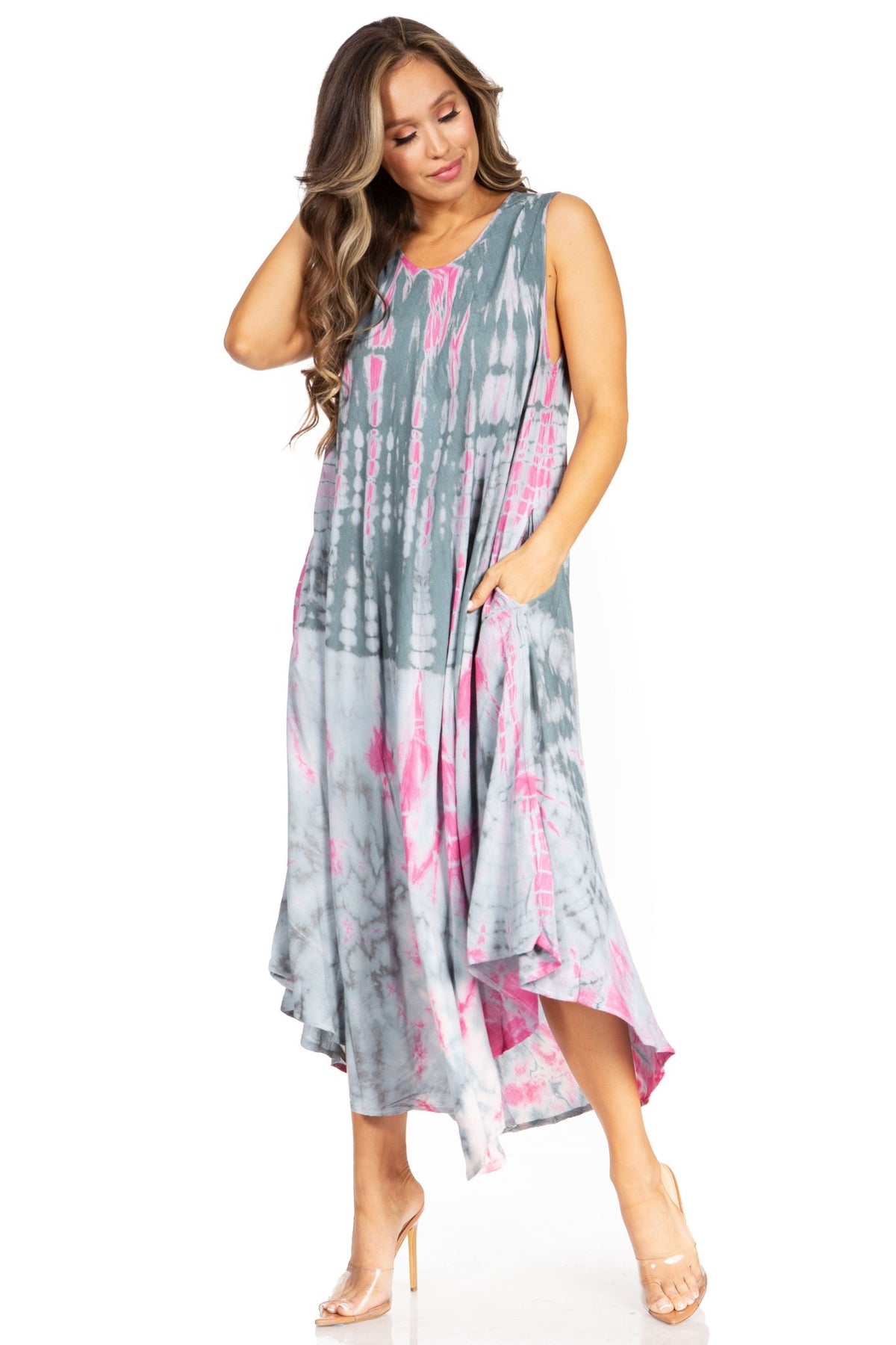 Sakkas Starlight Second Tie Dye Caftan Dress: Women's Beach Cover Up dresses La Vie Bien Sakkas Starlight Second Tie Dye Caftan Dress: Women's Beach Cover Up