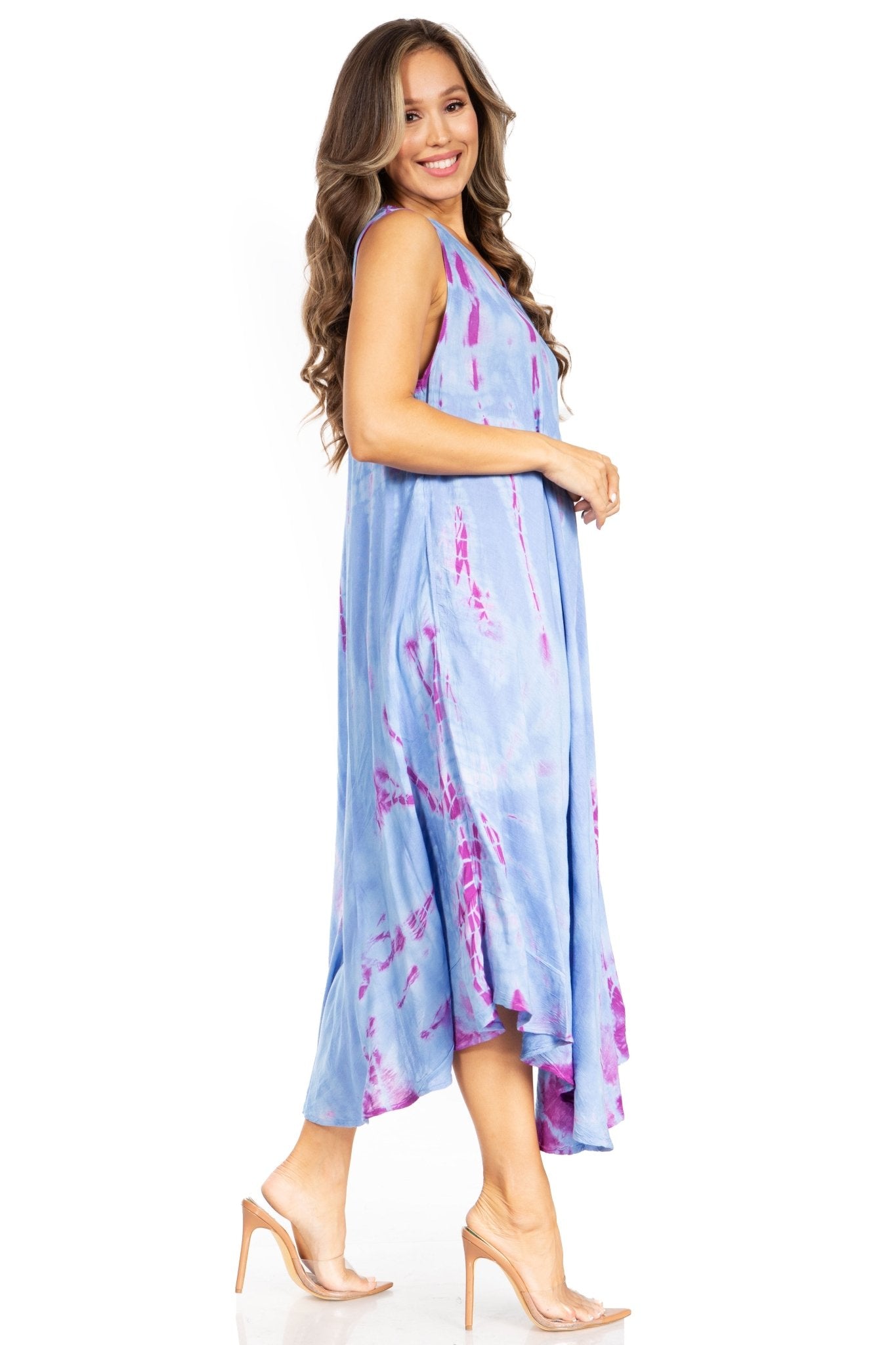 Sakkas Starlight Second Tie Dye Caftan Dress: Women's Beach Cover Up dresses La Vie Bien Sakkas Starlight Second Tie Dye Caftan Dress: Women's Beach Cover Up