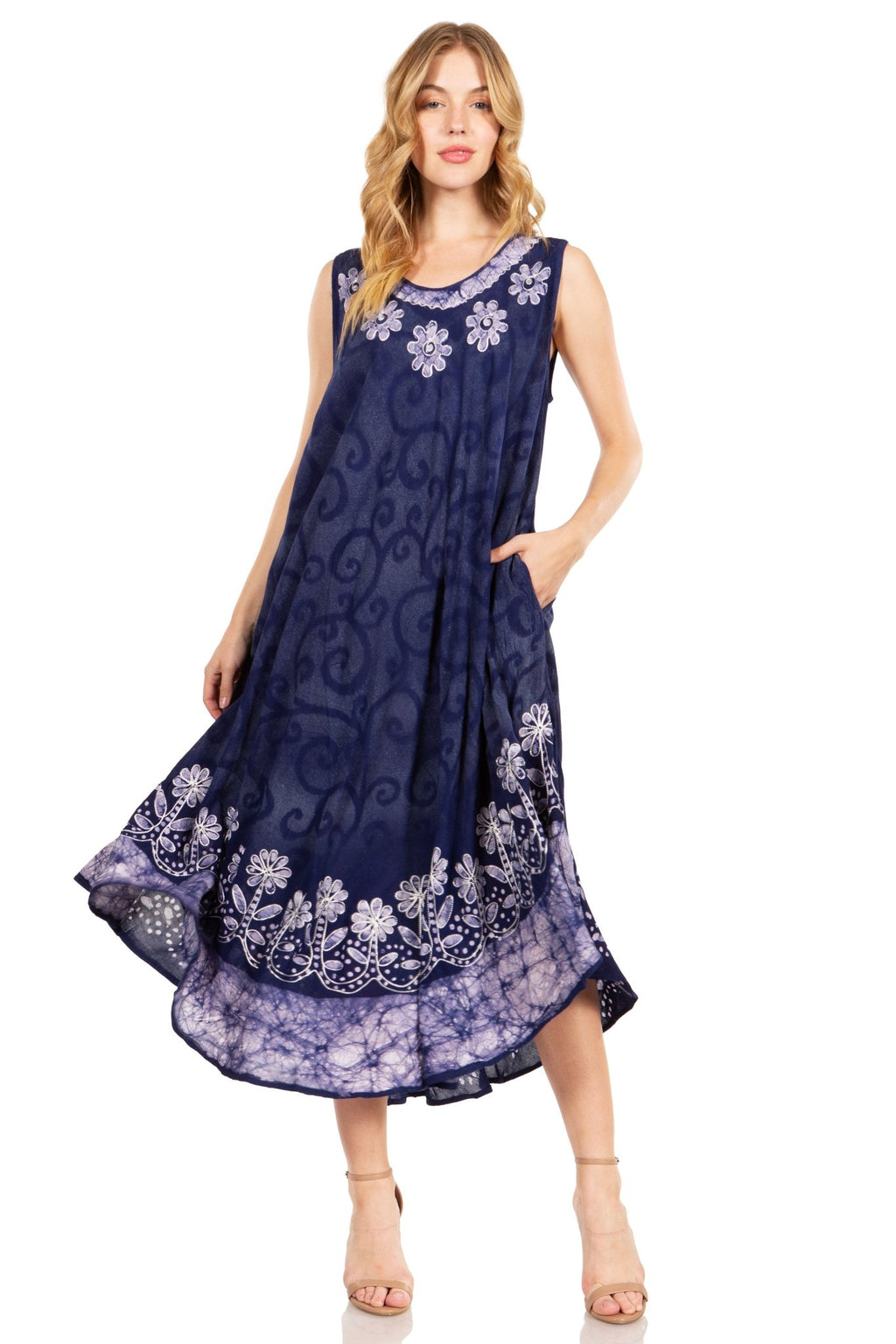 Sakkas Starlight Second Tie Dye Caftan Dress: Women's Beach Cover Up dresses La Vie Bien Sakkas Starlight Second Tie Dye Caftan Dress: Women's Beach Cover Up