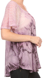 Sakkas Taylay Ombre Tie Dye Batik Long Embroidered Corset Neck Blouse Shirt Top - Buy One Get One tops La Vie Bien Sakkas Taylay Ombre Tie Dye Batik Long Embroidered Corset Neck Blouse Shirt Top - Buy One Get One