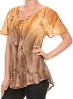 Sakkas Taylay Ombre Tie Dye Batik Long Embroidered Corset Neck Blouse Shirt Top - Buy One Get One tops La Vie Bien Sakkas Taylay Ombre Tie Dye Batik Long Embroidered Corset Neck Blouse Shirt Top - Buy One Get One
