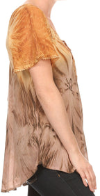 Sakkas Taylay Ombre Tie Dye Batik Long Embroidered Corset Neck Blouse Shirt Top - Buy One Get One tops La Vie Bien Sakkas Taylay Ombre Tie Dye Batik Long Embroidered Corset Neck Blouse Shirt Top - Buy One Get One