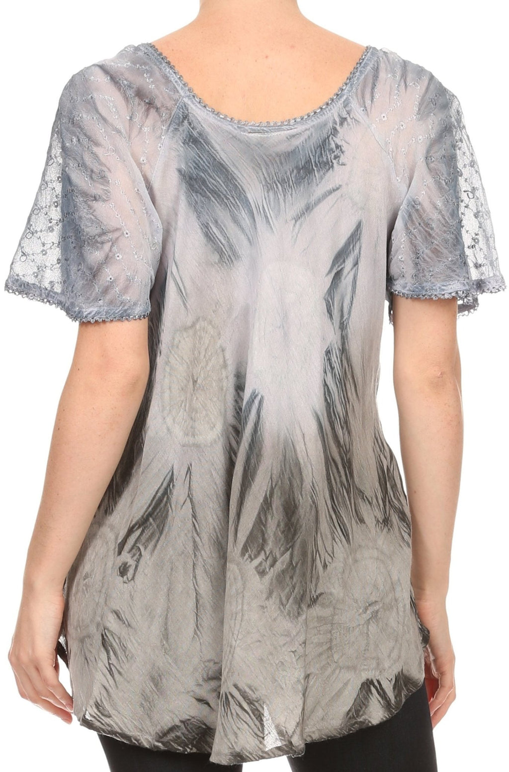 Sakkas Taylay Ombre Tie Dye Batik Long Embroidered Corset Neck Blouse Shirt Top - Buy One Get One tops La Vie Bien Sakkas Taylay Ombre Tie Dye Batik Long Embroidered Corset Neck Blouse Shirt Top - Buy One Get One