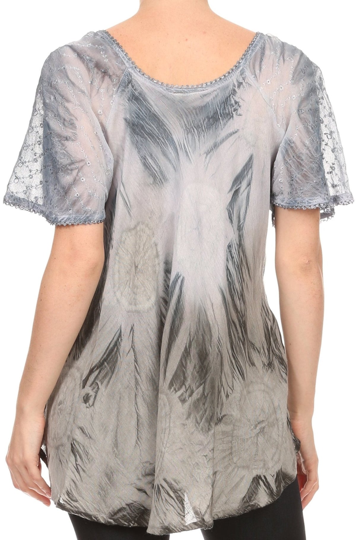 Sakkas Taylay Ombre Tie Dye Batik Long Embroidered Corset Neck Blouse Shirt Top - Buy One Get One tops La Vie Bien Sakkas Taylay Ombre Tie Dye Batik Long Embroidered Corset Neck Blouse Shirt Top - Buy One Get One