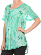Sakkas Taylay Ombre Tie Dye Batik Long Embroidered Corset Neck Blouse Shirt Top - Buy One Get One tops La Vie Bien Sakkas Taylay Ombre Tie Dye Batik Long Embroidered Corset Neck Blouse Shirt Top - Buy One Get One