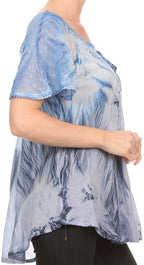 Sakkas Taylay Ombre Tie Dye Batik Long Embroidered Corset Neck Blouse Shirt Top - Buy One Get One tops La Vie Bien Sakkas Taylay Ombre Tie Dye Batik Long Embroidered Corset Neck Blouse Shirt Top - Buy One Get One