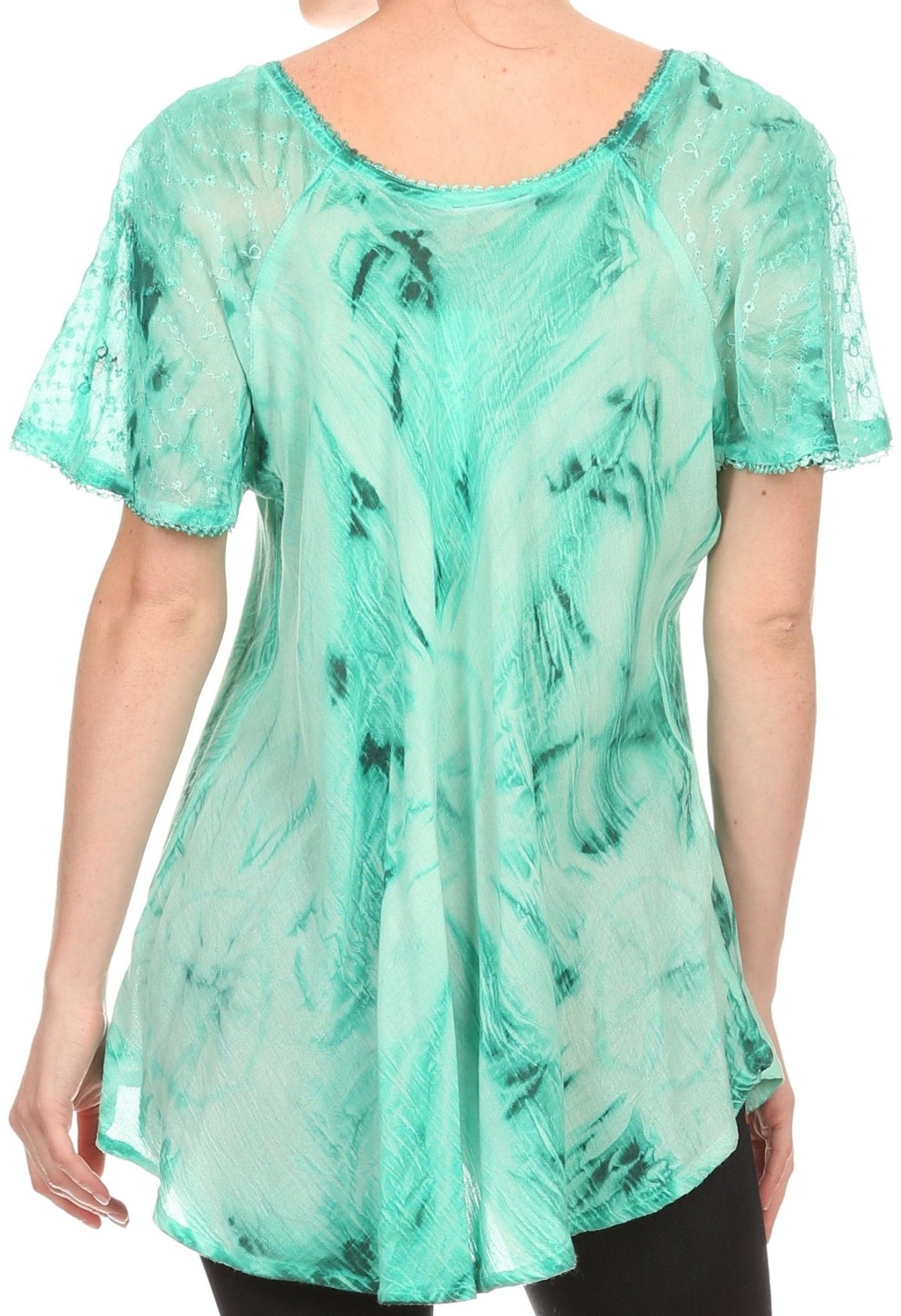 Sakkas Taylay Ombre Tie Dye Batik Long Embroidered Corset Neck Blouse Shirt Top - Buy One Get One tops La Vie Bien Sakkas Taylay Ombre Tie Dye Batik Long Embroidered Corset Neck Blouse Shirt Top - Buy One Get One