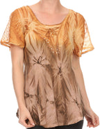 Sakkas Taylay Ombre Tie Dye Batik Long Embroidered Corset Neck Blouse Shirt Top - Buy One Get One tops La Vie Bien Sakkas Taylay Ombre Tie Dye Batik Long Embroidered Corset Neck Blouse Shirt Top - Buy One Get One
