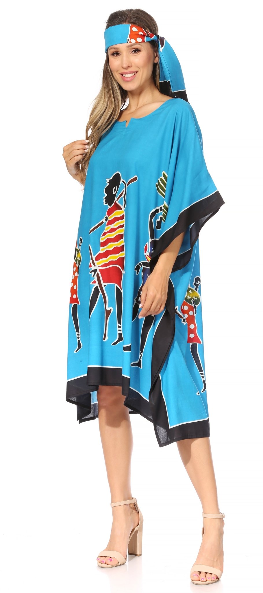 Sakkas Trina Women's Casual Loose Beach Poncho Caftan Dress Cover-up Many Print dresses La Vie Bien Sakkas Trina Women's Casual Loose Beach Poncho Caftan Dress Cover-up Many Print